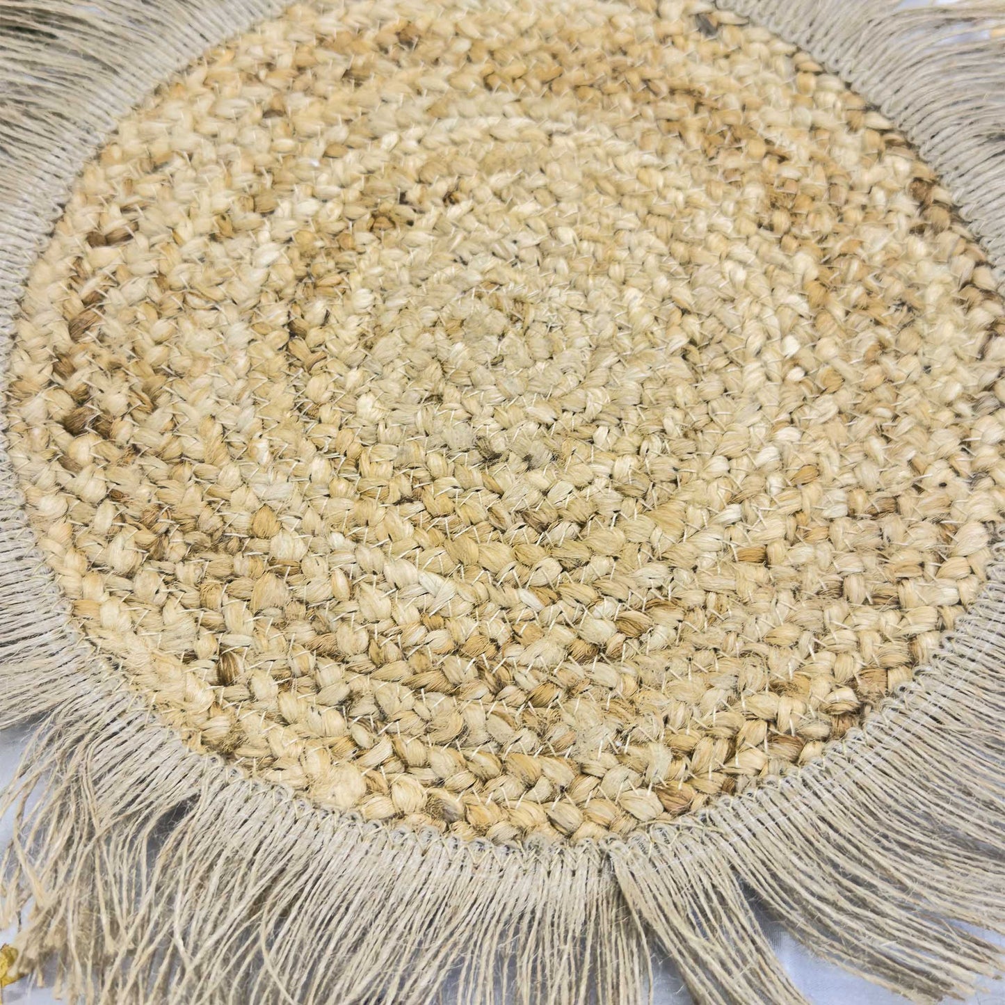 Fringe Pattern Jute Circular Border Dining Table Placemat (Pack of 2) – Eco-Friendly and Stylish