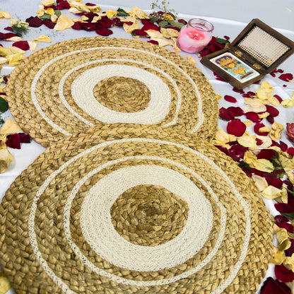 White Circle Jute Table Placemat (Pack of 2) – Eco-Friendly and Stylish