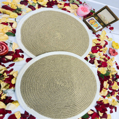 White Border Jute Table Placemat (Pack of 2) – Eco-Friendly and Stylish