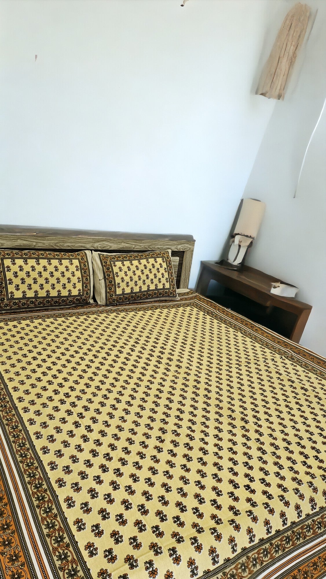 Light Yellow Double Bedsheet with 2 Pillow Cover