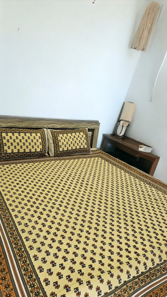 Light Yellow Double Bedsheet with 2 Pillow Cover