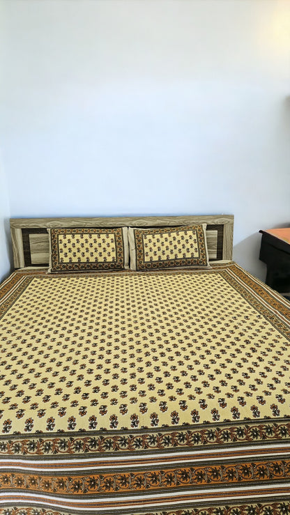 Light Yellow Double Bedsheet with 2 Pillow Cover