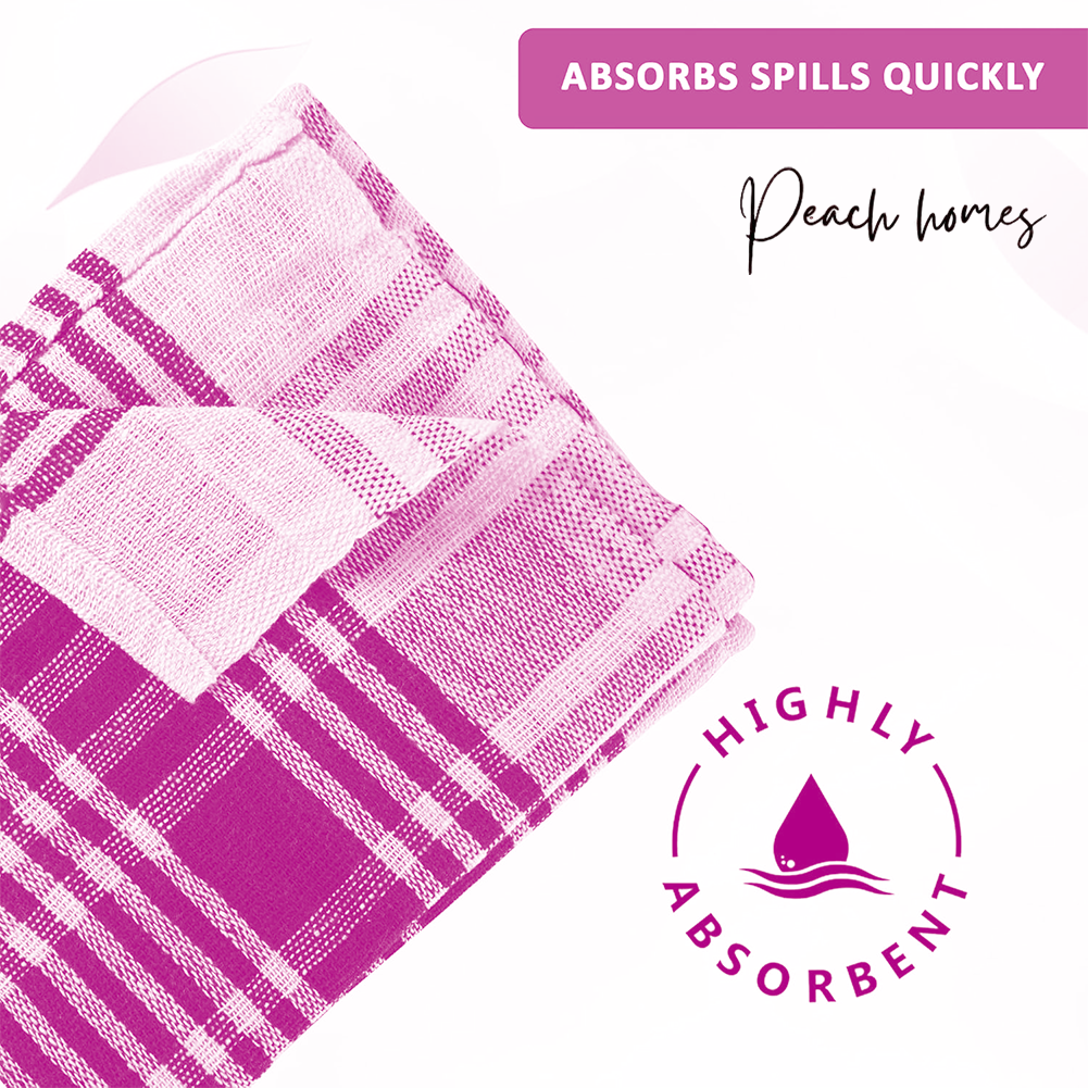Check Style Kitchen & Cleaning Multipurpose Cloth Set of 12 (Pink) – Soft, Durable, and Machine Washable