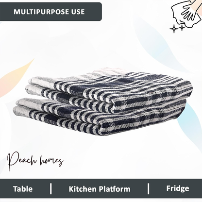 Check Style Kitchen & Cleaning Multipurpose Cloth Set of 12 (Black) – Soft, Durable, and Machine Washable
