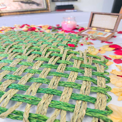 Green Rectangle Sabai Grass Table Placemat – Eco-Friendly Sapphire Blue Dining Table Mat