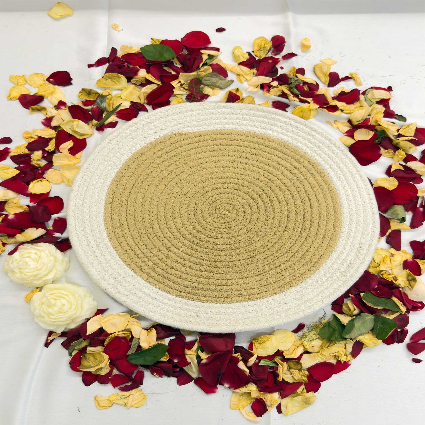 White Thick Border Jute Table Placemat (Pack of 2) – Eco-Friendly and Stylish