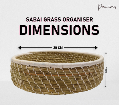 Small White Hand-Crafted Sabai Grass Jute Organiser