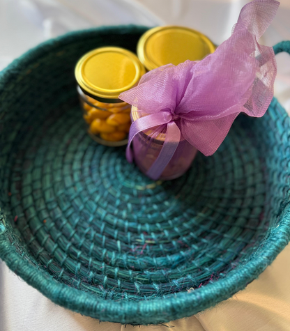 Solid Green Handcrafted Sabai Grass Organiser with Handle
