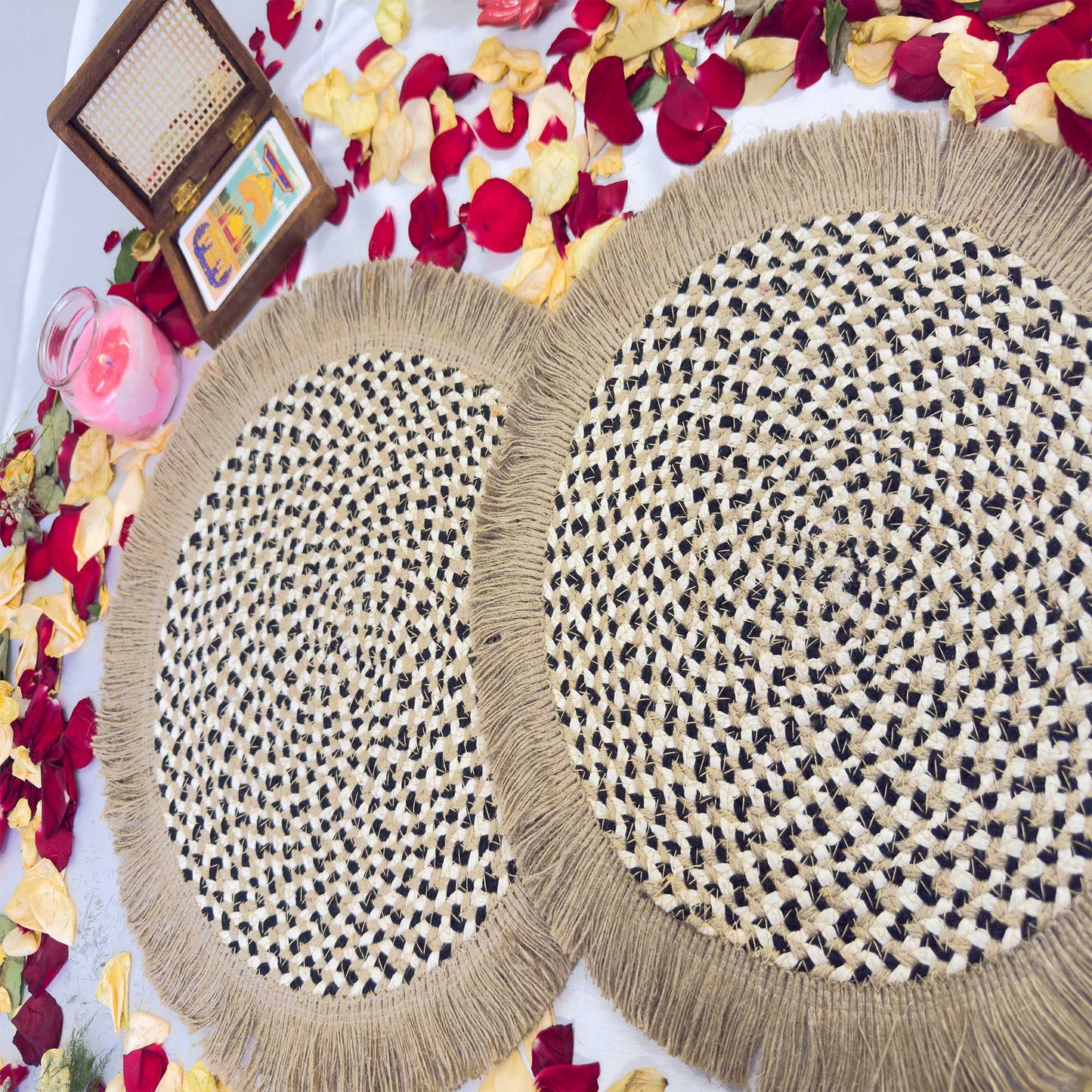 Fringe Black and White Table Placemat (Pack of 2) – Eco-Friendly and Stylish