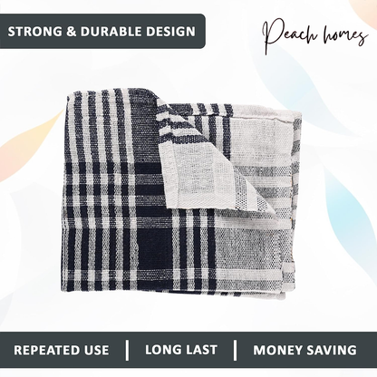Check Style Kitchen & Cleaning Multipurpose Cloth Set of 12 (Black) – Soft, Durable, and Machine Washable