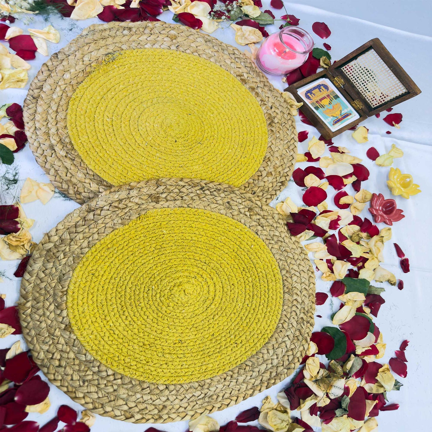 Yellow center Circular Table Placemat (Pack of 2) – Eco-Friendly and Stylish