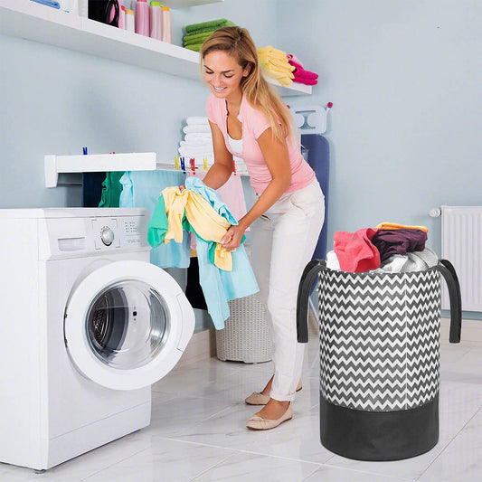 Laundry Bag White and Black (45 Ltr) – Stylish, Collapsible, and Durable Laundry Storage Solution
