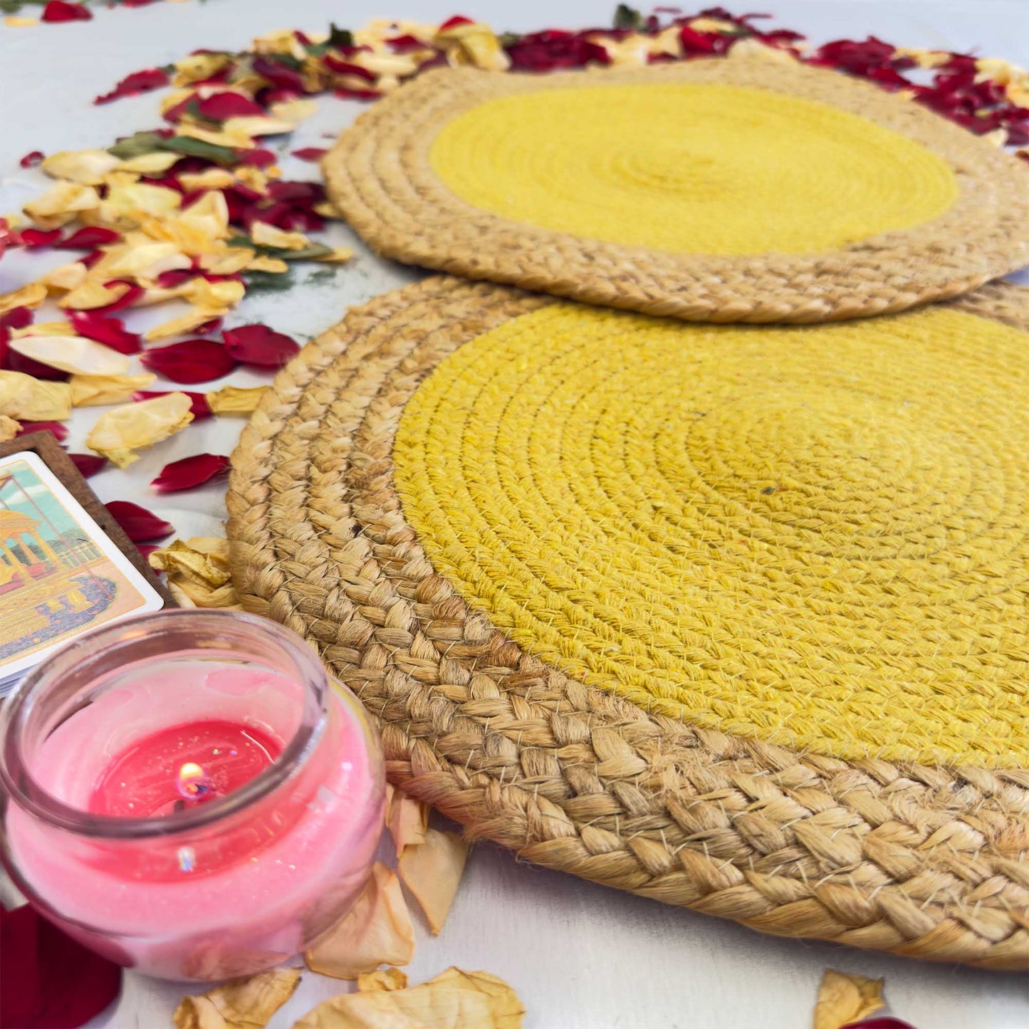 Yellow center Circular Table Placemat (Pack of 2) – Eco-Friendly and Stylish