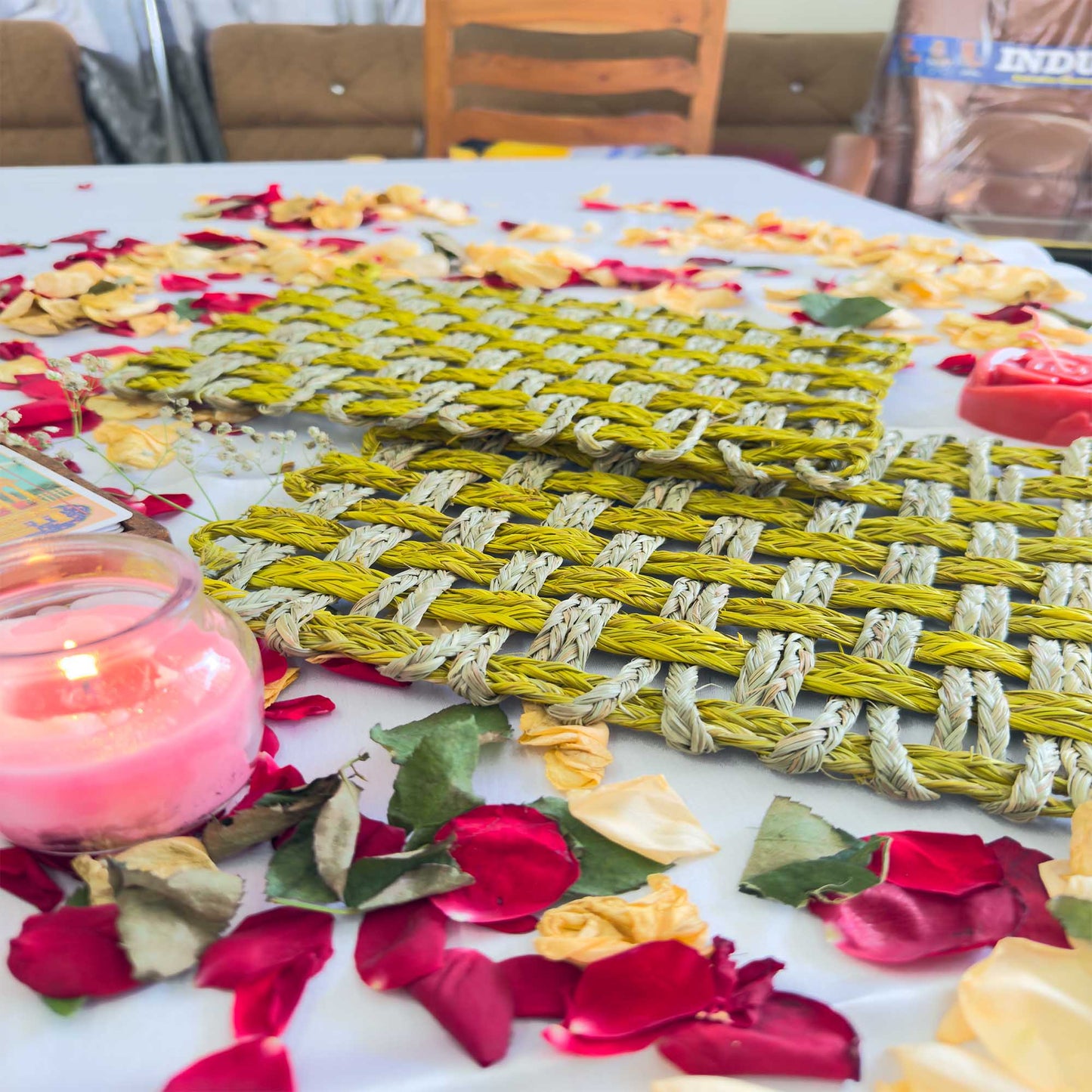 Yellow Rectangle Sabai Grass Table Placemat – Eco-Friendly Sapphire Yellow Dining Table Mat