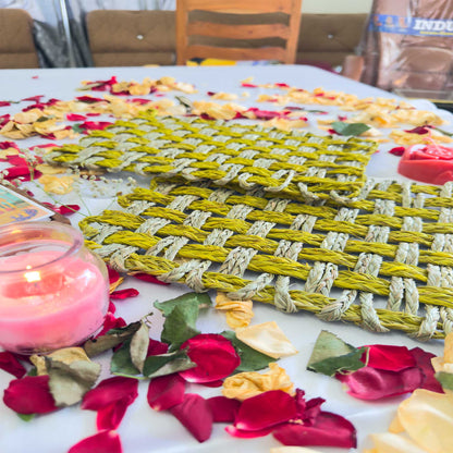 Yellow Rectangle Sabai Grass Table Placemat – Eco-Friendly Sapphire Yellow Dining Table Mat