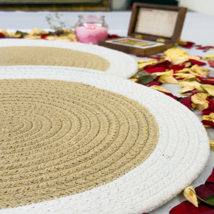 White Thick Border Jute Table Placemat (Pack of 2) – Eco-Friendly and Stylish