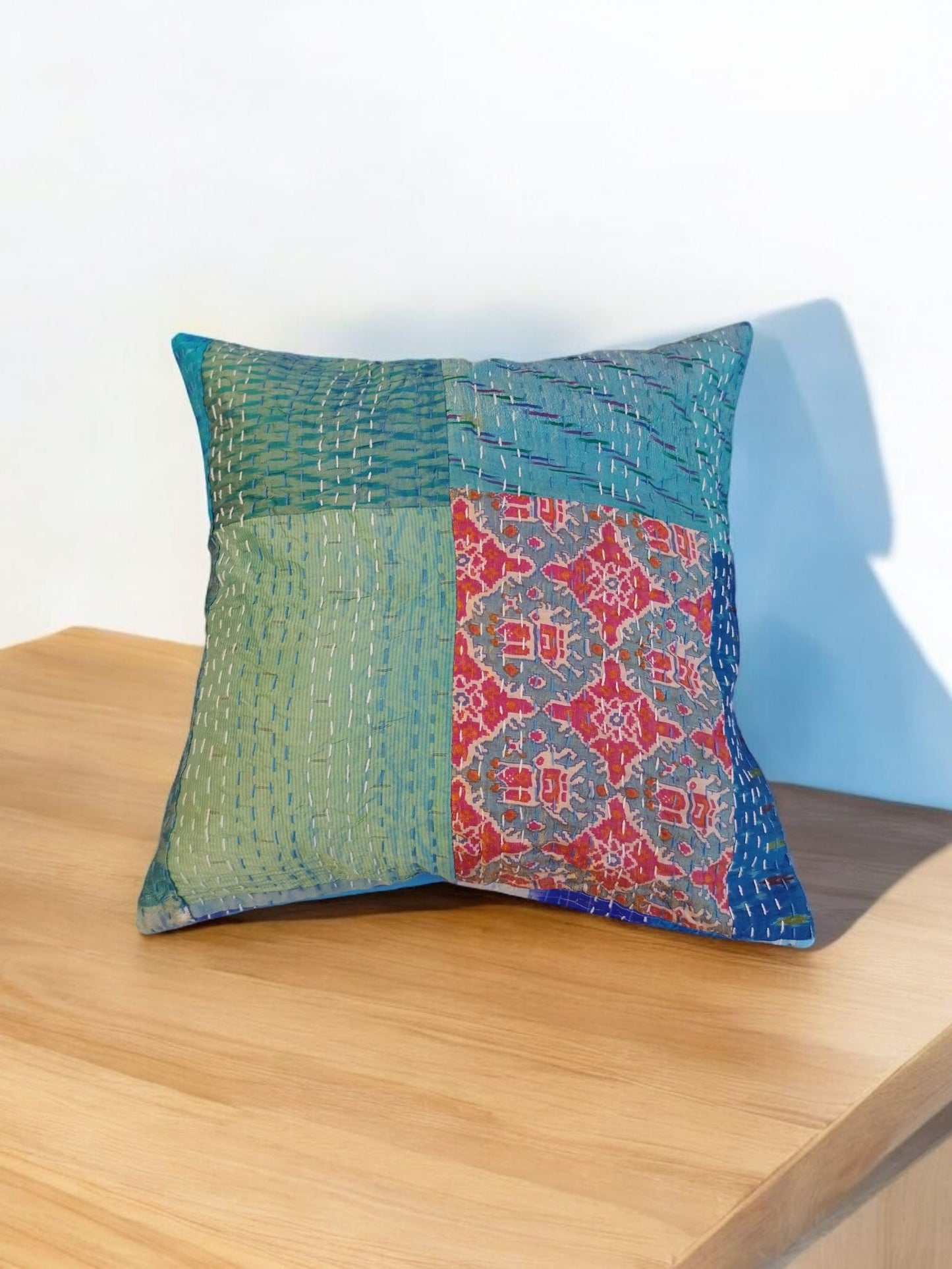 Silk Patchwork Cushion Cover Set of 2