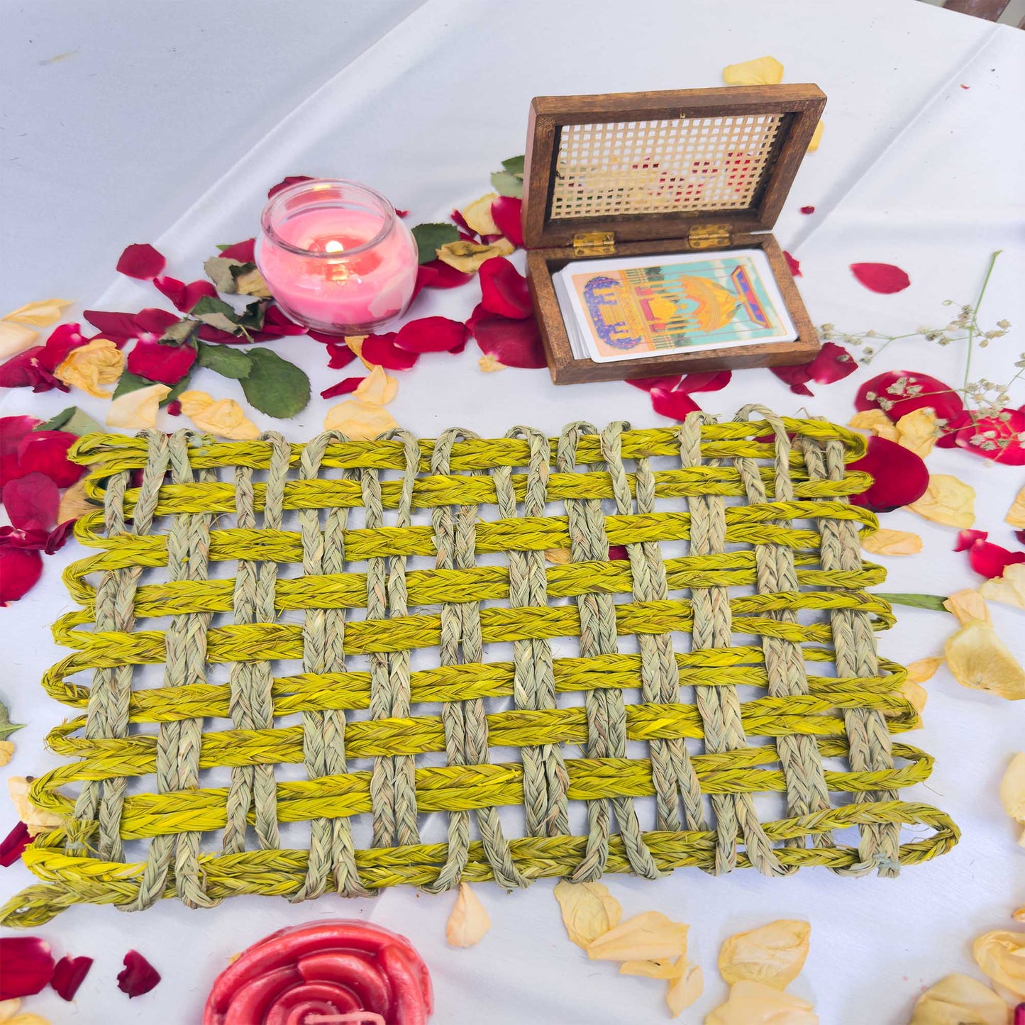 Yellow Rectangle Sabai Grass Table Placemat – Eco-Friendly Sapphire Yellow Dining Table Mat