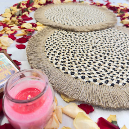 Fringe Black and White Table Placemat (Pack of 2) – Eco-Friendly and Stylish