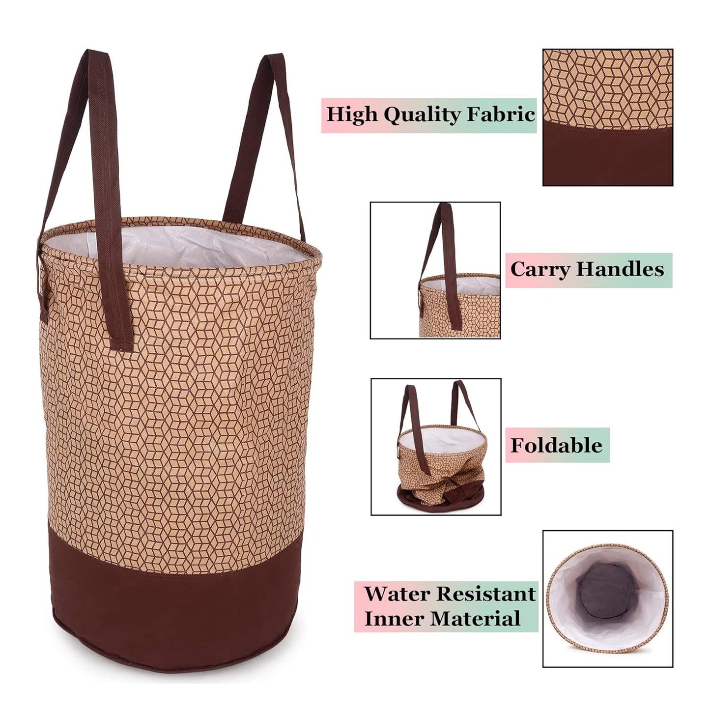 Laundry Bag Brown (45 Ltr) – Spacious, Collapsible, Waterproof Laundry Storage Solution