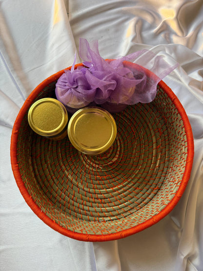 Orange Hand-Crafted Sabai Grass Jute Organiser (Set of 3)