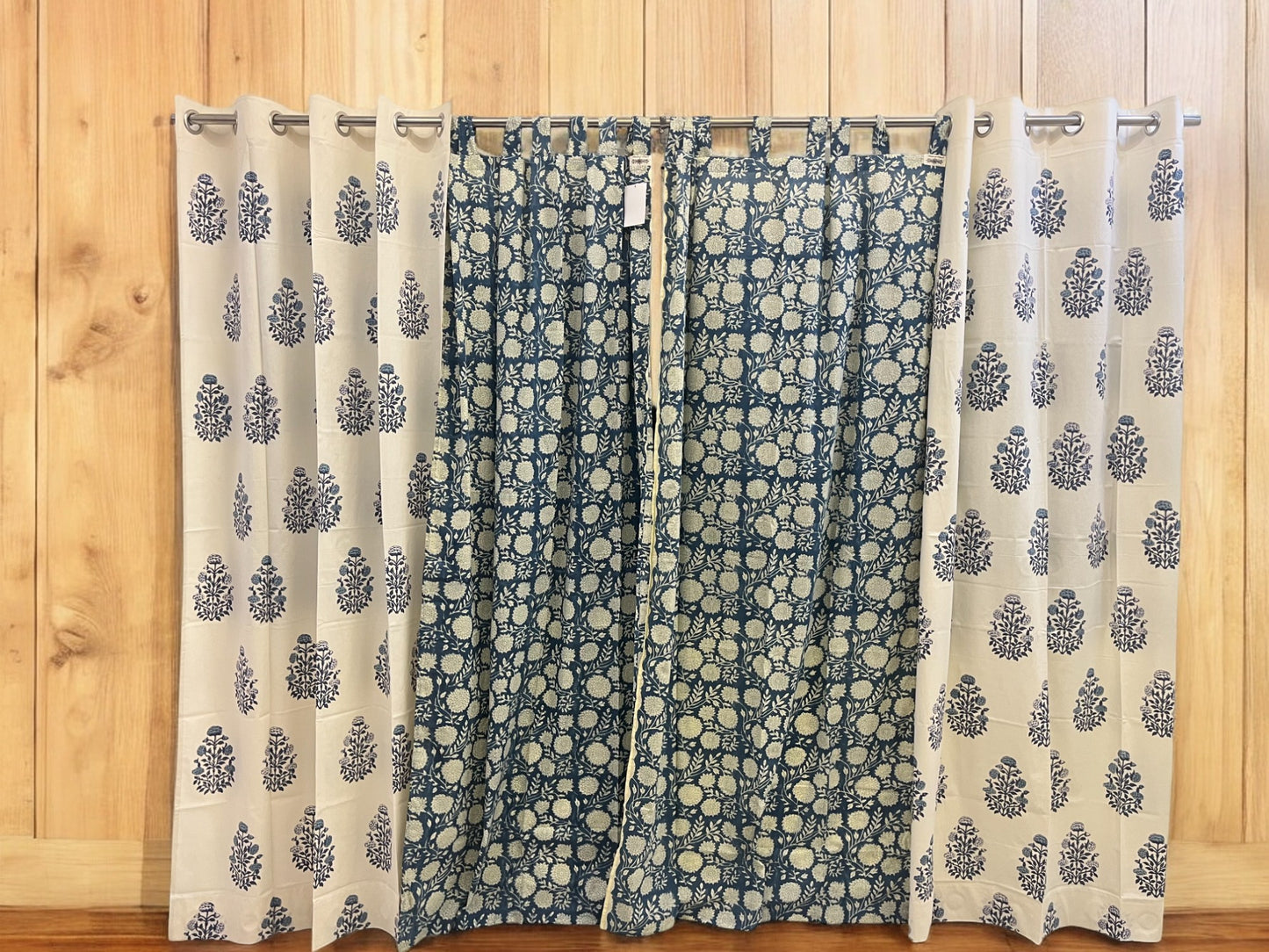 ROYAL BLUE HAND BLOCK CURTAIN SET OF 2