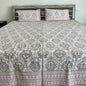 Ikkat Grey Double Bedsheet with 2 Pillow covers