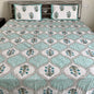 Handblock Blue Floral Double Bedsheet