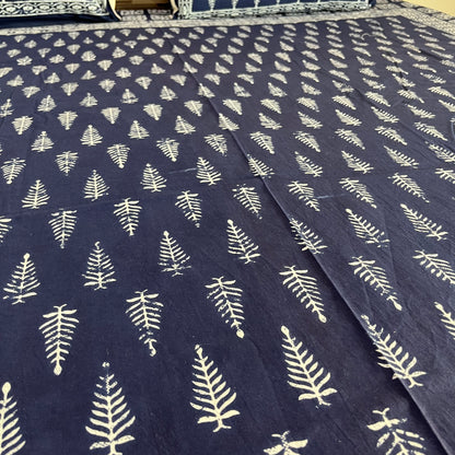 Premium Indigo Leaf Cotton Bedsheet