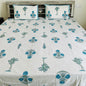 Blue Floral Handblock Printed Cotton Bedsheet