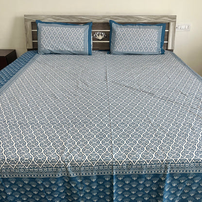 Blue Horizon Indigo Cotton Bedsheet