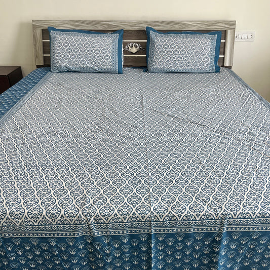 Blue Horizon Indigo Cotton Bedsheet