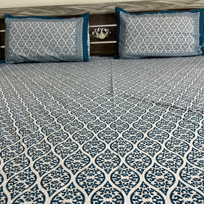 Blue Horizon Indigo Cotton Bedsheet