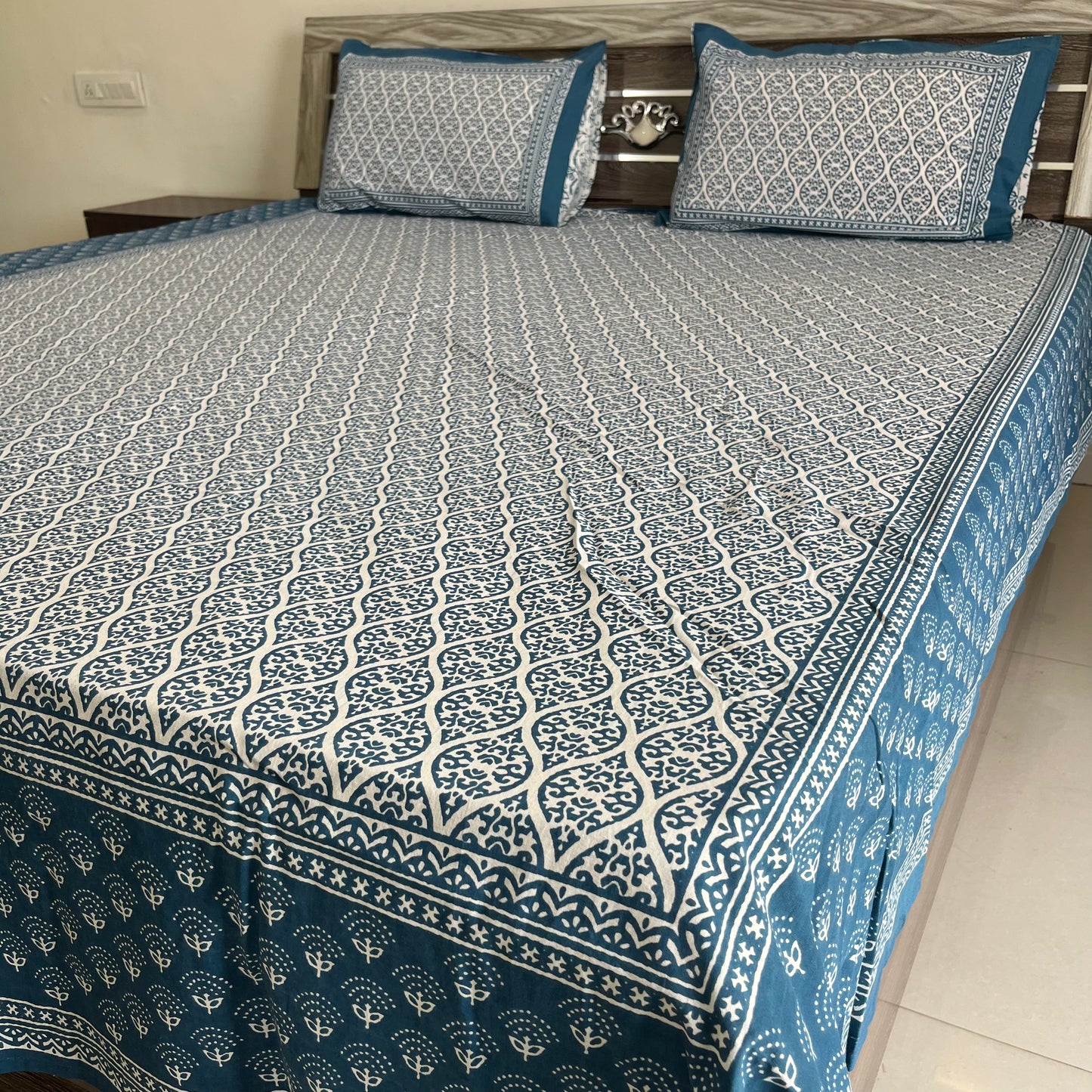 Blue Horizon Indigo Cotton Bedsheet