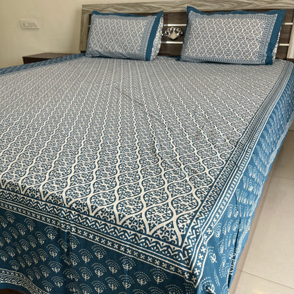 Blue Horizon Indigo Cotton Bedsheet