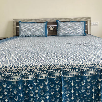 Blue Horizon Indigo Cotton Bedsheet