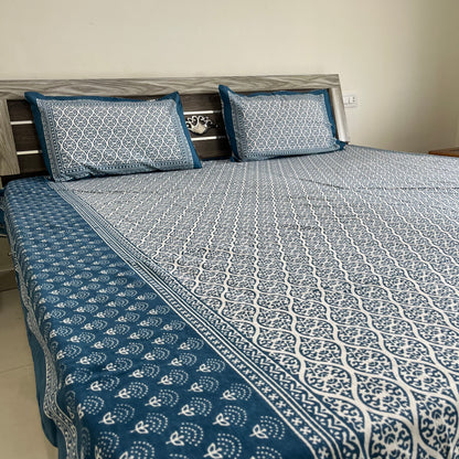 Blue Horizon Indigo Cotton Bedsheet