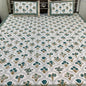 Blue Handblock Cotton Double Bedsheet with 2 Pillow Covers