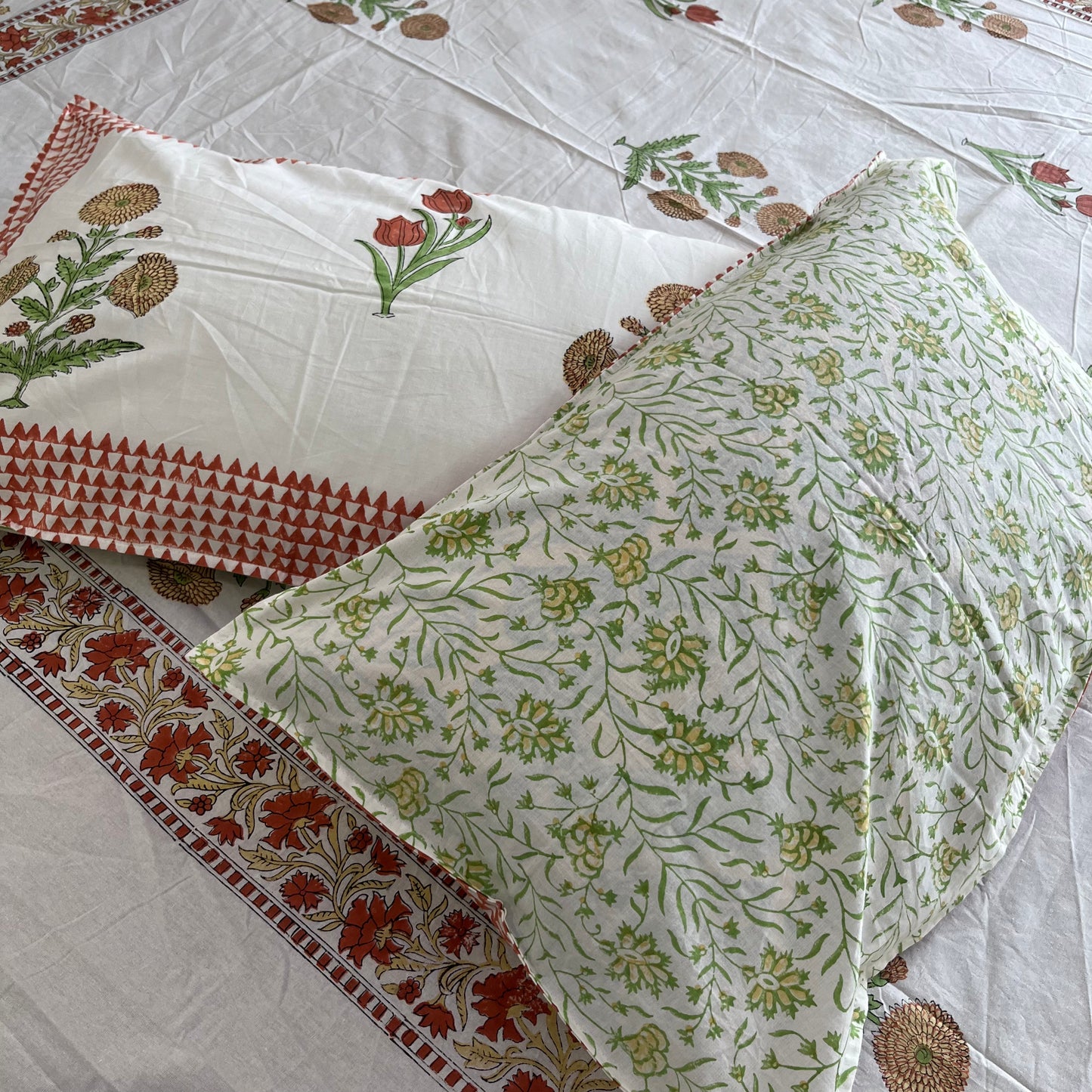 Yellow marigold Handblock Printed Cotton Bedsheet