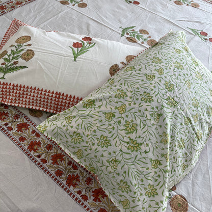 Yellow marigold Handblock Printed Cotton Bedsheet