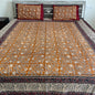 Mustard yellow Kalamkari  Bedsheet with 2 Pillow covers