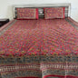 Red Kalamkari Bedsheet with 2 Pillow covers