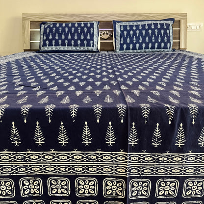 Premium Indigo Leaf Cotton Bedsheet