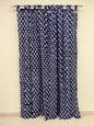Dark Blue Floral Handblock Print Curtain