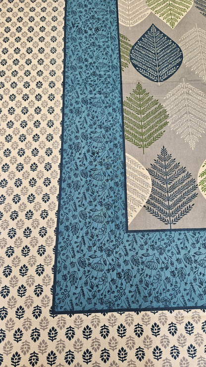 Leaf Design Double Bedsheet with 2 Pillow Cover
