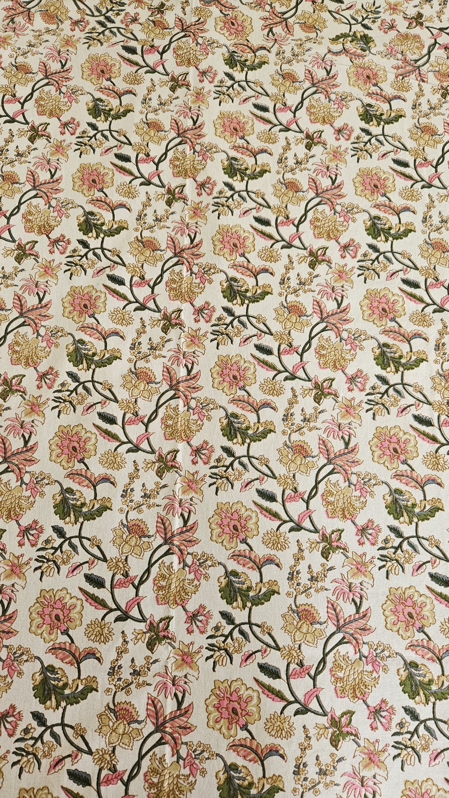 Handblock Floral Print Double Bedsheet (Yellow and Orange)