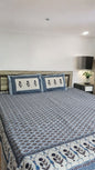 Blue Floral Double Bedsheet with 2 Pillow Cover