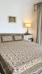 Handblock Floral Print Double Bedsheet (Yellow and Orange)