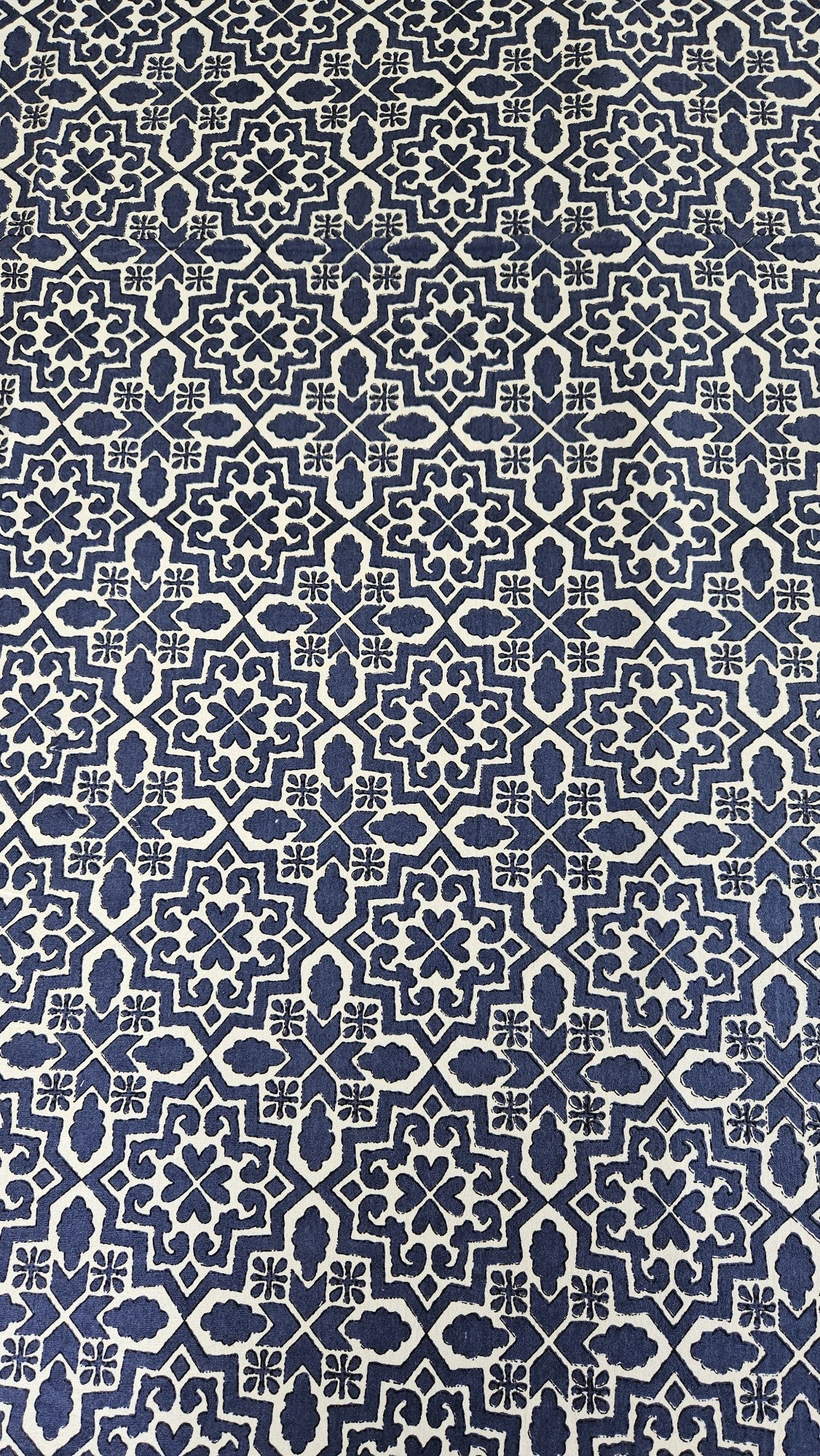Handblock Blue Abstract Double Bedsheet