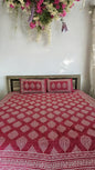 Pink Print Double Bedsheet with 2 Pillow Cover